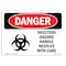 Signmission OSHA Danger Sign, 12" Height, 18" Width, Infection Hazard Handle Needles With Care, Landscape OS-DS-D-1218-L-1373 - alternate 1